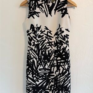 Taylor Black and White Sheath Midi Dress